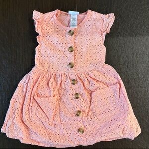 Little Lass Pink Eyelet Button-Down Dress - Size 4T